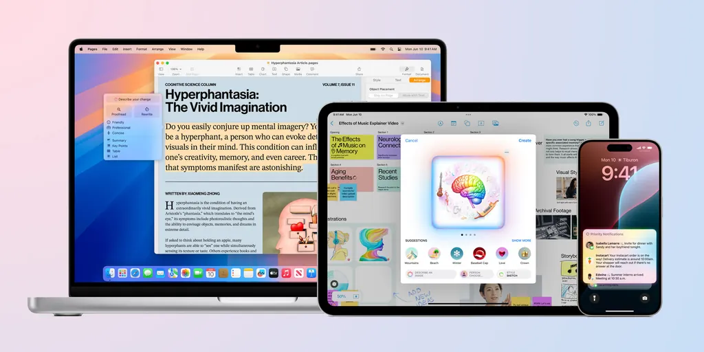 これらは「Apple Intelligence」と互換性のあるiPhone、iPad、Macです