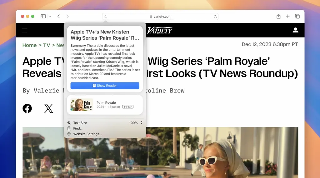 Safariリーダーのハイライト iOS 18 macOS 15ベータ版
